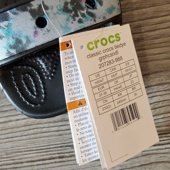 Crocs Classic Tie Dye Unisex Two-strap Sandals Size Men's 5/Women's 7 - Picture 5 of 6